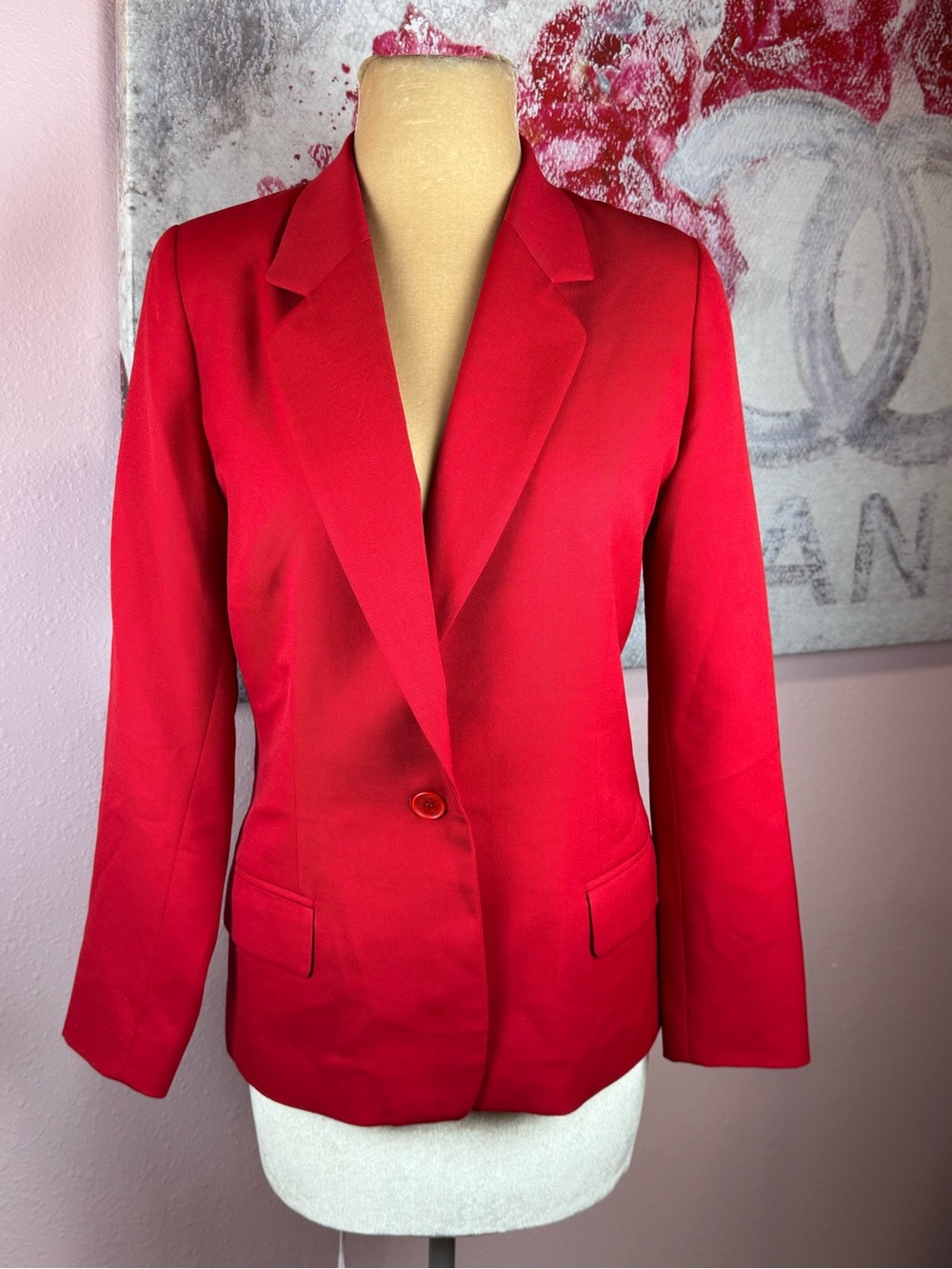 Pendleton Womens Classic Red Single-Button Wool Blazer